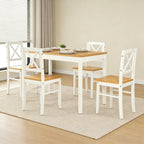 Harper & Bright Designs 5-Piece Dining Table and Chair Set for Apartment or Kitchen, Solid Rubberwood Kitchen Table Set, Space-Saving Design, Chairs Slide Under Table, Easy to Clean (Natural White)