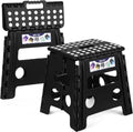 Delxo 13 inch 2 Pack Folding Step Stool, Non-Slip Foldable Stools Up to 300 LBS, Step Stool with Handle, Lightweight Collapsible stools for Kitchen, Bathroom, Bedroom, Garden (Black)