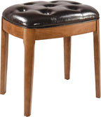 Vanity Stool Bench with Upholstered, Modern Luxury Wood Stool ,Ottoman Shoe Bench for Living Room, Vanity, Entryway, 19.3"L x 14.9"W x 19.3"H Easy Assembly, Beeswax Leg & Dark Brown FD-HNY-DB