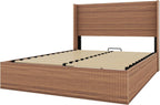 Lift Up Storage Bed Queen Size, Queen Bed Frame with Headboard and Lift Storage System, Wood Headboard with Wing-Back and Convex Groove Board Design