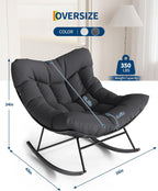 Garvee Outdoor Papasan Rocking Chair, Oversized Rocking Chair with Sturdy Metal Frame, Patio Egg Rocker for Balcony Backyard Porch Bedroom (Grey)