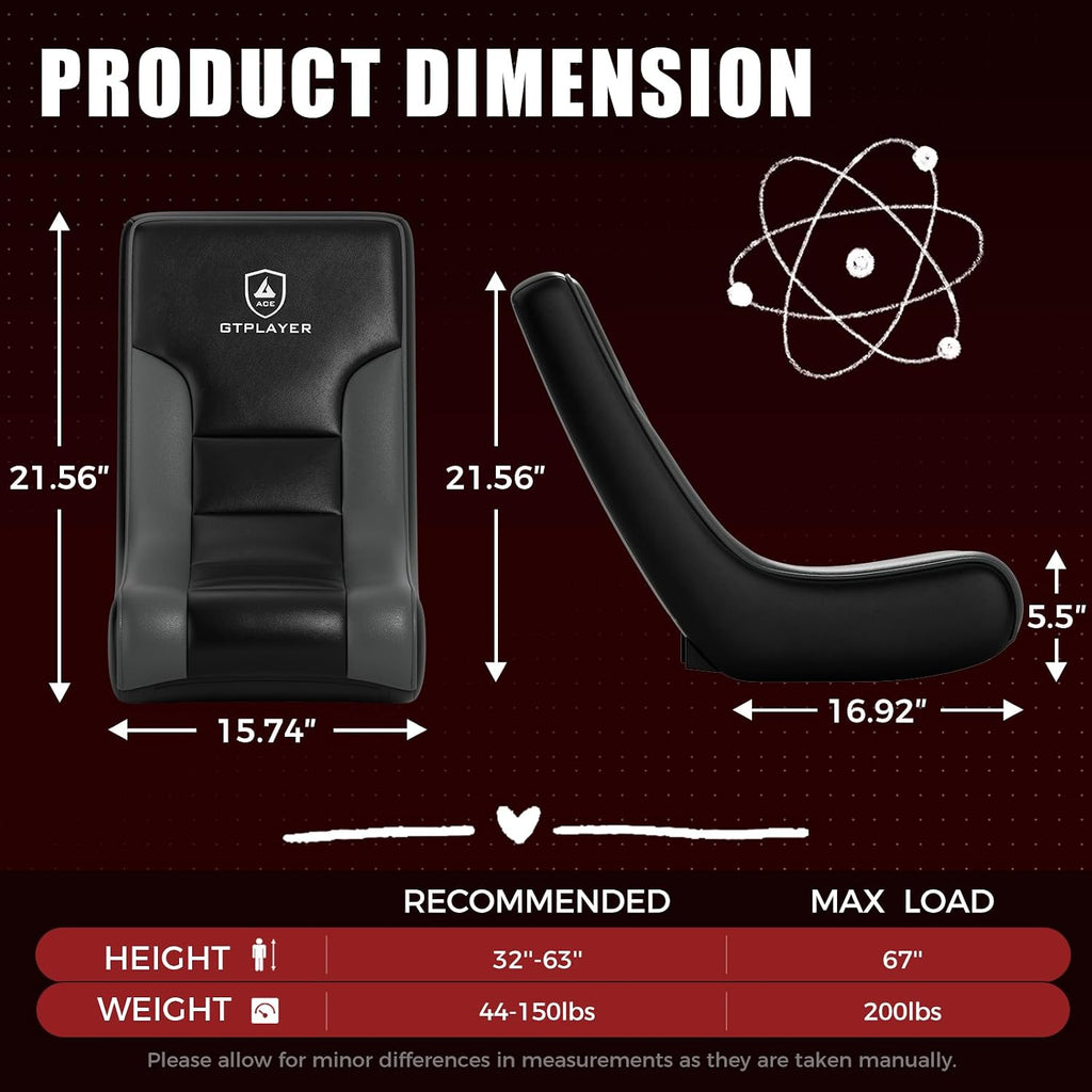 GTPLAYER Floor Rocker Gaming Chair – Adjustable Angle Limiter, Ultra Lightweight Ergonomic Floor Rocking Game Seat for Gaming and Lounging, Black