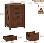 Halitaa Small Farmhouse File Cabinet with 3 Drawers for Home Office, Walnut | Vertical Filing Cabinet Fits Letter and A4 Size, Farmhouse Printer Stand, Under Desk Wooden File Cabinet