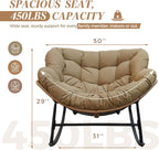 BULEXYARD Outdoor Papasan Rocking Chair with Cushion and Frame, Oversized Large Patio Lounge Chairs, Rattan Comfy Egg Recliner Chair, 450 Lbs Capacity Glider Rocker for Outside Bedroom Garden Brown