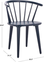 SAFAVIEH Furniture - Blanchard Side Chair Set of 2 - Navy - Solid Wood - Farmhouse Spindle - Ideal for Dining Room, Kitchen, Living Room, 18" Seat Height (AMH8512Q-SET2)