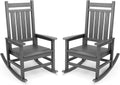 SERWALL Outdoor Rocking Chair Set of 2, HDPE Rocking Chairs for Adult, Grey | 21.1" Widened Seat adds Extra Comfort, Oversized Rocking Chair for Adults, All Weather Porch Rocker for Lawn Garden