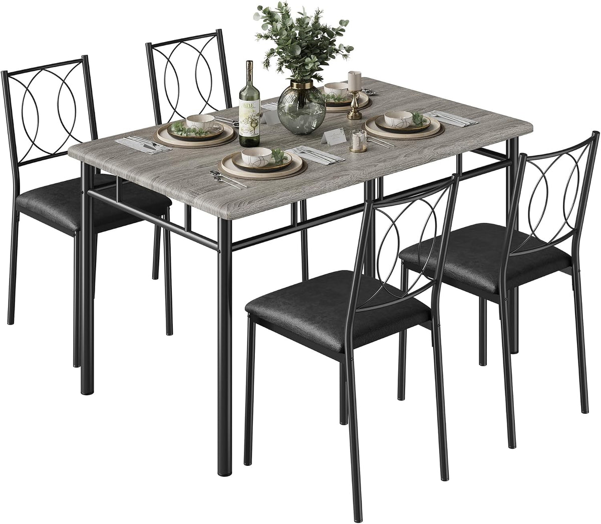 Garvee Dining Table Set for 4, Small Kitchen Table with Upholstered Chairs | Farmhouse Wood Dining Table Chairs for Kitchen Room, Small Spaces, Apartment