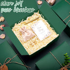 Crtiin 8 Pack Gift Boxes with Lids, 8x8x4 Inch Forest Green Bridesmaid Proposal Gift Box with Shredded Paper, Twine, Tags & Eucalyptus Leaves for Presents, Wedding, Birthday, Christmas, Baby Shower
