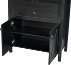 71" Tall Arched Pantry Cabinet, Modern Kitchens Storage Cabinet with Doors, Drawers and Shelves, Freestanding Cupboard for Dining Room Living Room (Black)