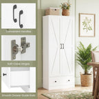 Giantex 72" Tall Kitchen Pantry Cabinet, Farmhouse Wooden Cupboard w/ 2 Doors, Drawer & Adjustable Shelves, Freestanding Versatile Storage Cabinet for Dining Room Living Room Bathroom (White)