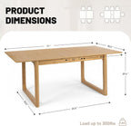 HNY Extendable Wood Dining Table for 4-8, 71" Inch Modern Rectangular Kitchen Tables with Wooden Base Farmhouse Dinner Table for Dining Room, Living Room, Home, Natural Oak