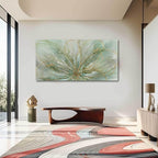 YJYart Abstract Wall Art Green and Gold Hand Painted Oil Painting Blossom Botanical Large Picture for Living Room Bedroom Kitchen Office 30x60 Inch