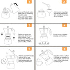Clear Plastic Moka Pot 6 Cup 300ml Stainless Steel Coffee Maker Uncoated Stovetop Espresso Coffeemaker Italian Classic Style Brewing Greca Cafe Mocha Machine for Cafeteras Camping Travel Home Use