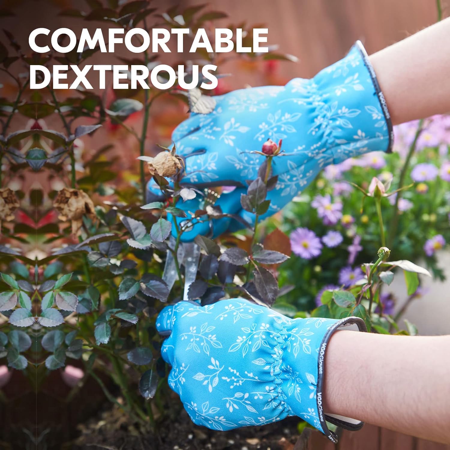 Vgo... Gardening Gloves for Women,Puncture-proof,Thornproof,Safety Work Gloves for Weeding,Digging,Touchscreen,Synthetic Leather(XS,Blue,SL7476)