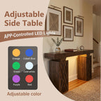 63-Inch Modern Console Table with LED & Outlet, Farmhouse Entryway Table with Geometric Base, Solid Wood-Grain Sofa Table Behind Couch, Narrow Accent Table for Hallway, Cracked Oak