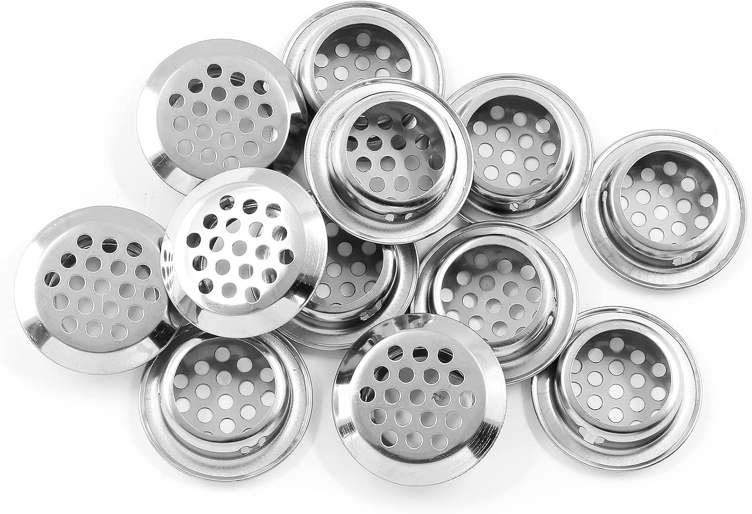 Uenhoy 20 Pcs Silver Air Vents 1" (25mm) Circular Soffit Vents Stainless Steel Air Vent Louver Round Mesh Hole Soffit Vent for Kitchen Cabinets Wardrobes Shoecases (Pack of 4)
