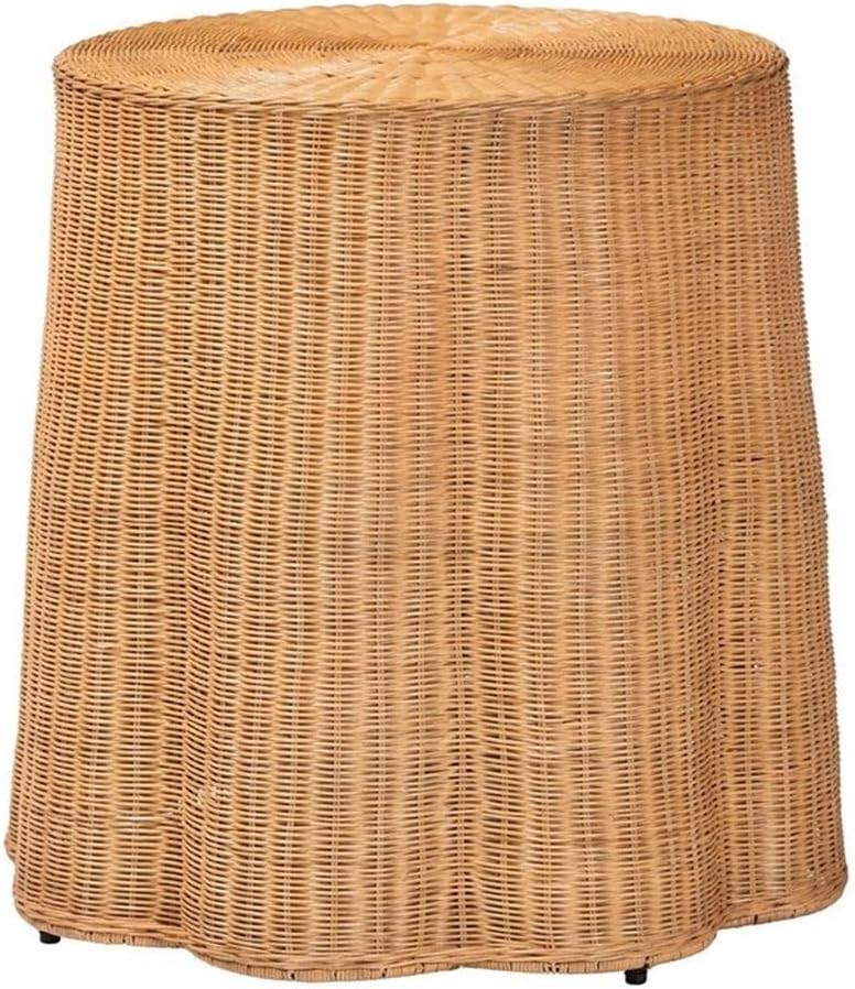 bali & pari Palm Bohemian Honey Scallop Rattan End Table