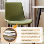 Modern Dining Chairs Set of 4, PU Leather Upholstered Dinner Chairs with Sturdy Metal Legs and Comfort Backrest, Armless Accent Side Chairs for Home Kitchen, Living Room (Green)