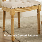 French Country Dining Chairs Set of 2,Upholstered Velvet Chairs with Round Back,Solid Wood Legs,for Living Room,Kitchen,Restaurant,Beige