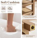Zihanhome 2 Tier Shoe Rack Bench with Cushion, Solid Wood Shoe Benches, Mid-Century Modern Shoe Storage Bench for Entryway, Hallway, Living Room, Closet, Front Door Entrance, (Beige, 46.5")