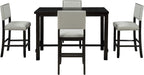 Merax 5 Pieces Counter Height Dining Set, Elegant Wooden Desk and 4 Upholstered Chairs, Perfect for Kitchen, Breakfast Nook, Bar, Living Room
