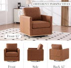 Aoiy & Wifon 30.7" W Swivel Accent Chair, Mid Century Modern Swivel Chair for Living Room, Comfy Small Accent Chair, PU Leather, Brown