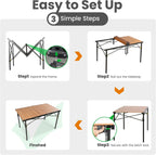 Join Nature 46.4" Large Camping Table for 2-6 People, Heavy Duty Foldable | Camp Table with Aluminum Roll-Up Top & Carry Bag, Supports 220 lbs, Portable Folding Table for BBQ, Tailgating, Backyard
