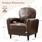 Mid Century Accent Chair, Modern Faux Leather Arm Chair, Comfy Upholstered Reading Chair Single Sofa Chairs for Living Room, Bedroom, Club, PU Coffee