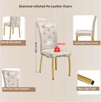 71" Dining Table Set for 6, White Faux Marble Dining Room Table Set for 6 with PU Leather Chairs and Gold Metal Legs, Easy Clean Kitchen Dining Set