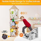 Stuffed Animal Storage, Stuff Animal Holder Organizer Display Shelf | Wooden Zoo Stuffed Animals Storage with Length Adjustable,360° Swivel Wheels Stuffed Animal Storage for Living Room Bedroom