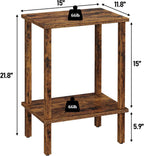 TUTOTAK End Table, Set of 2, Side Table, Nightstand, 2-Tier Storage Shelf, Sofa Table for Small Space, Living Room, Bedroom, Brown TB01BB035C