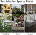 FOHFurniture Set of 3 Clear Acrylic Chiavari Chairs with Cushions, Fully Assembled Transparent Crystal Dining Chair, Accent Event Ghost Chairs for Wedding Event Reception (Clear(Grid))