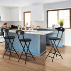 Rfiver Folding Stool with Back, Heavy Duty Foldable Stools for Adults with Handle, Portable Folding Stool Chair (24 inch Set of 1)