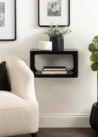 Kate and Laurel Dahl Modern Wood Floating Side Table, 18 x 10 x 10, Black, Contemporary Wooden Floating Nightstand for Use as Living Room End Table or Over-the-Toilet Storage Shelf