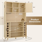 71'' Modern Kitchen Pantry Cabinet with Sliding Tambour Doors& Adjustable Shelves, Built-in Power Outlet, Food Storage Cabinet (Wood Color)