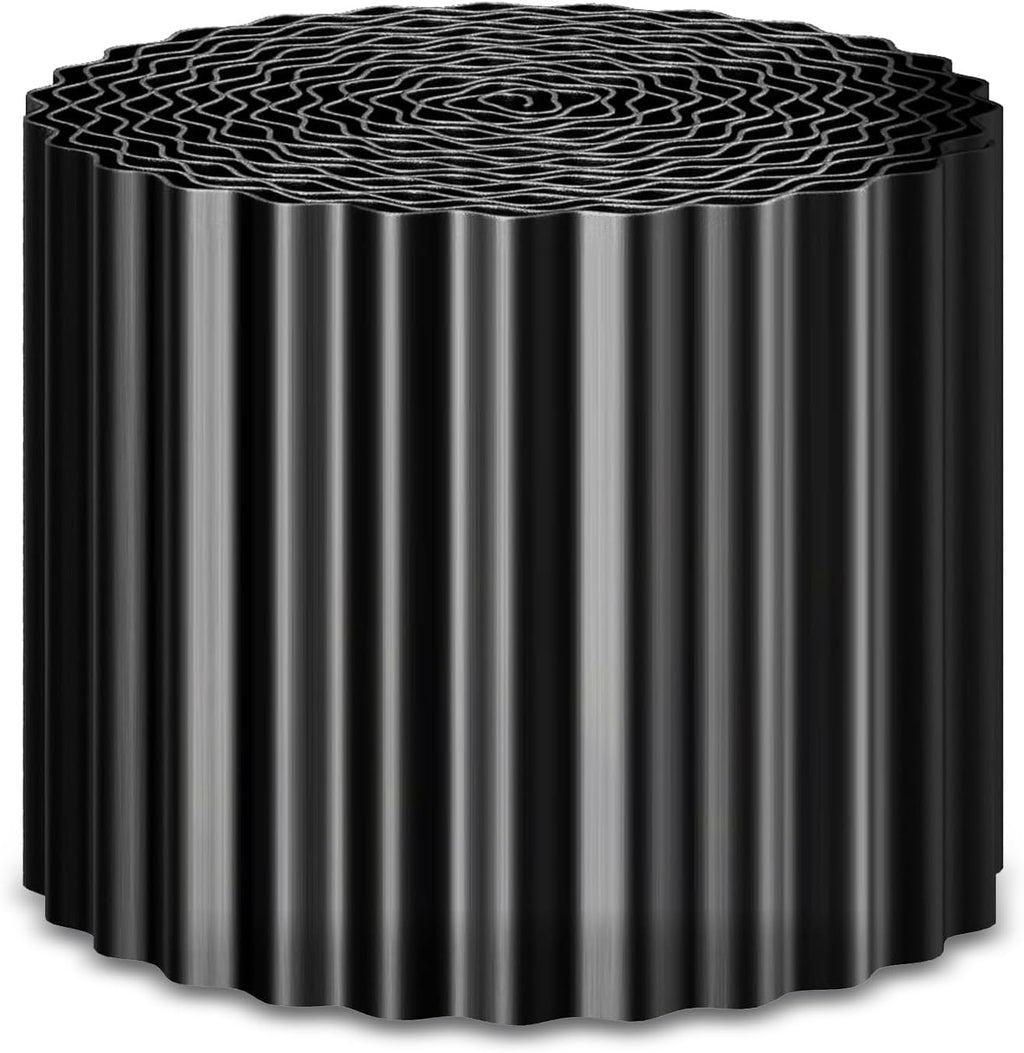 Corrugated Metal Garden Edging 6" x 50Ft, Sturdy Lawn Edging Border, Landscape Edging Border for Lawn, Flower Bed, Garden and Yard (Black, 6 * 50Ft)