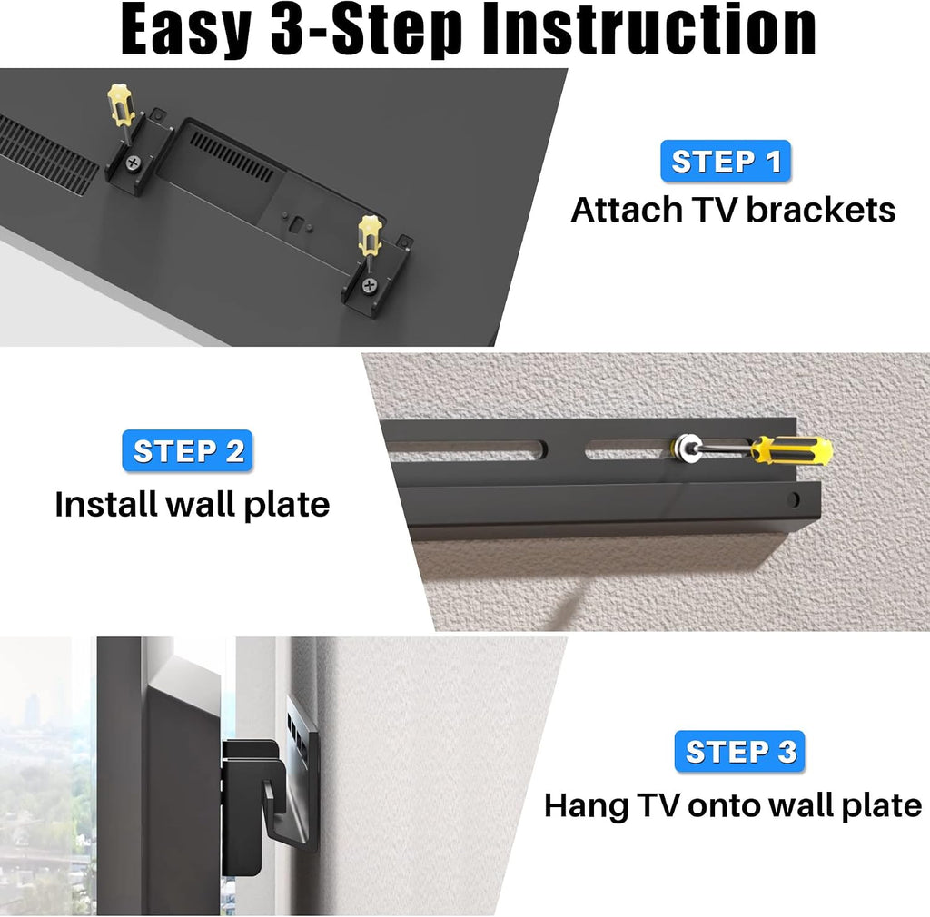 KAMIWI 1.2" Ultra Slim Fixed TV Wall Mount for 12-55 Inch TVs up to 100lbs | Low-Profile Flush TV Mount, Universal TV Wall Bracket, Fits 16"/24" Wood Stud, Max VESA 400 x 400 mm, Easy Installation