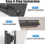 KAMIWI 1.2" Ultra Slim Fixed TV Wall Mount for 12-55 Inch TVs up to 100lbs | Low-Profile Flush TV Mount, Universal TV Wall Bracket, Fits 16"/24" Wood Stud, Max VESA 400 x 400 mm, Easy Installation