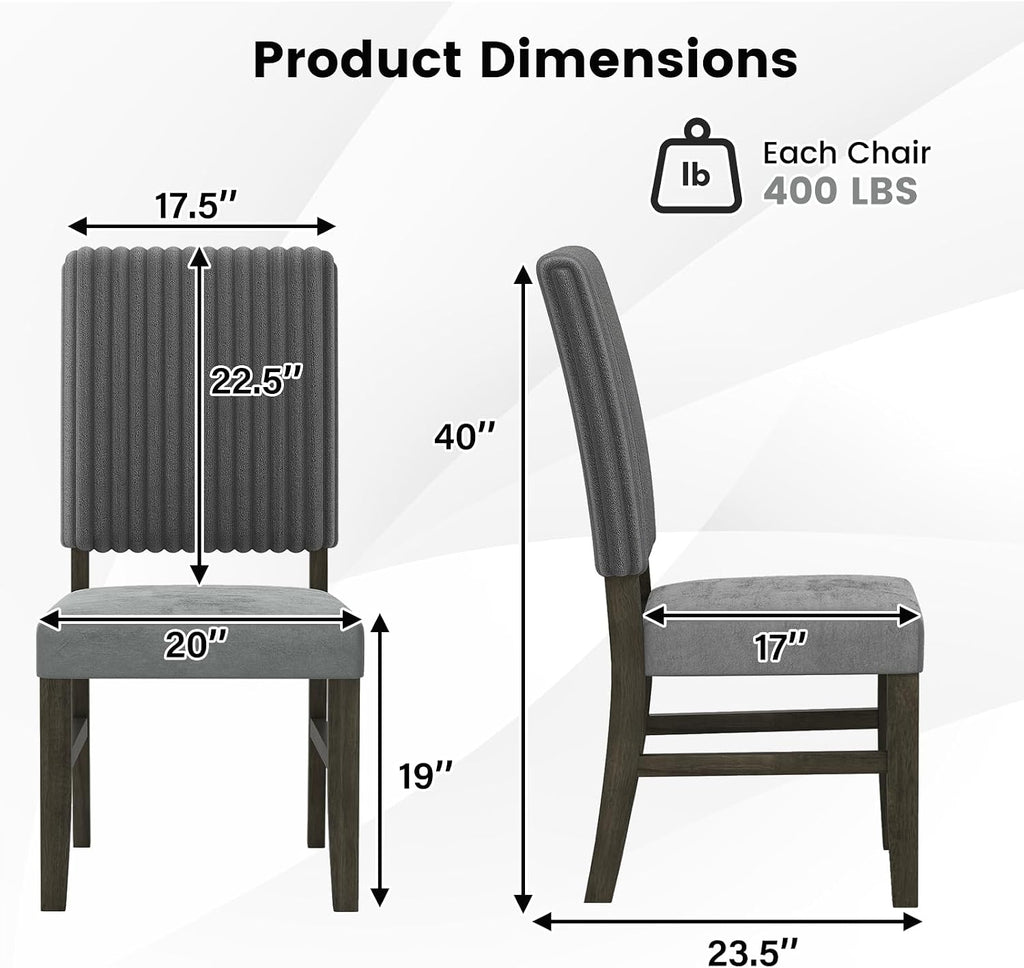 Giantex Dining Chairs Set of 2, Mid-Century Velvet Fabric Upholstered Chairs with Rubber Wood Legs, Thick Padded Seat, High Back, Modern Side Armless Chairs for Kitchen Living Dining Room