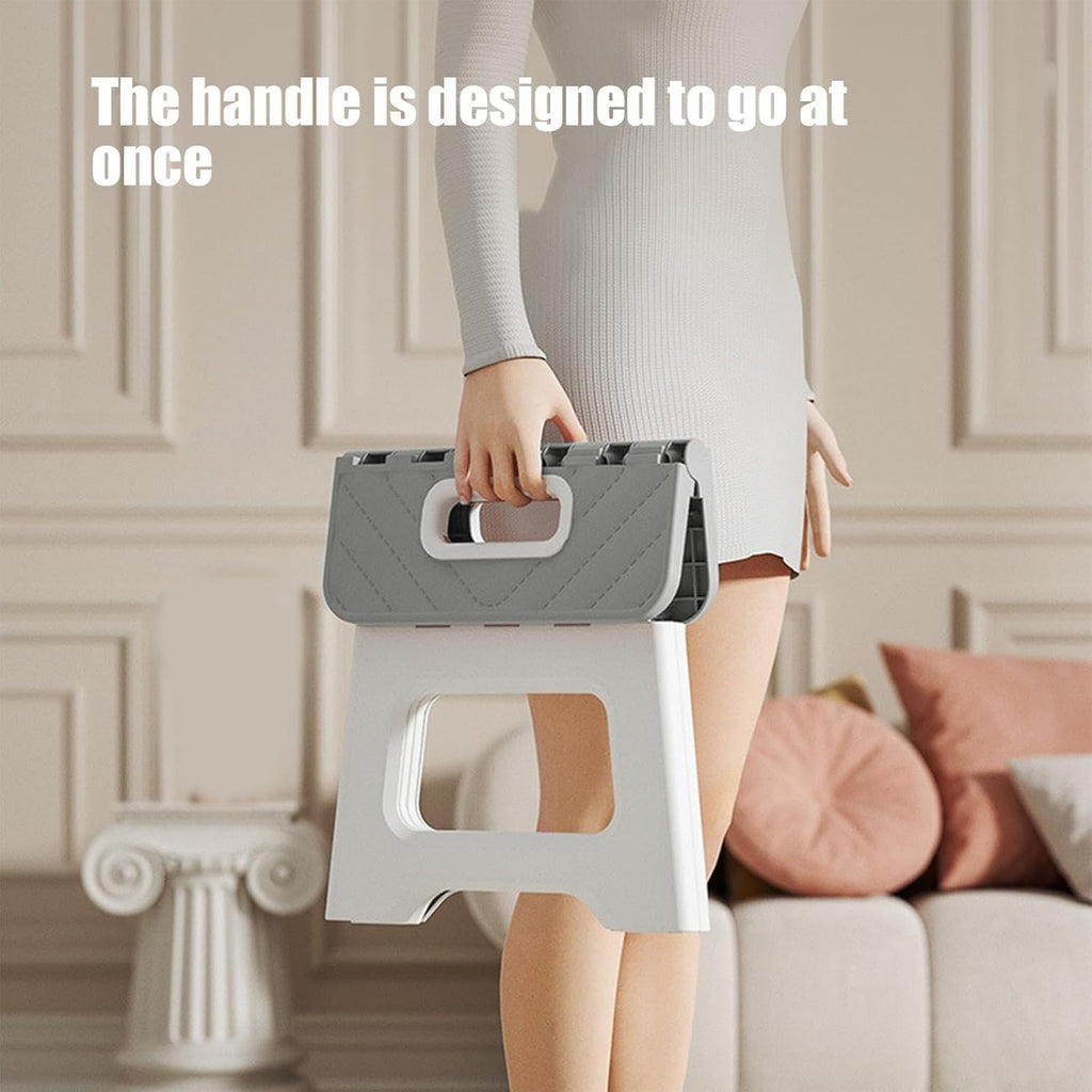7.4'' Plastic Folding Step Stool with Carry Handle, Foldable Foot Stool | Fold Up Step Stool, Durable And Anti-Slip Base, Compact Foot Stool For Bathroom Bedroom Living Room Outdoor