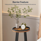 HOOBRO Small Round Side Table, 2-Tier Round Sofa End Table, Compact Nightstand with Cotton Linen Storage Basket, for Small Space, Living Room, Bedroom, Dorm, Rustic Brown BF183BZ01