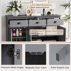 Sideboard Buffet Cabinet with Storage, 53.5” Large Kitchen Cupboard with 3 Drawers, Adjustable Shelf, Credenzas for Living Room, Wooden Coffee Bar Console Table for Dining Room (Grey)