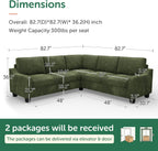 HONBAY Corduroy Convertible Sectional Sofa L Shaped Corner Couch,Green | Compact Sofa,Reversible Sectional Couches for Living Room,Wide Corduroy Fabric,Easy to transport and install