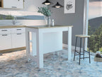 Kitchen Island with Three Shelves and Four Legs - Light Oak/White | Three shelves and four legs for stable support and ample storage