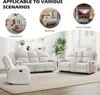 EBELLO Manual Living Room Furniture Reclining Couch Set, Soft Fabric Loveseat Recliner Sofa for Meeting Room, Overstuffed Backrest and Armrest (Loveseat)