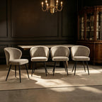 Dining Chairs Set of 4, Mid-Century Style, Sturdy Metal Legs, High-Resilience Sponge Cushioning, Non-Scratch Pads, for Kitchen, Dining Room, Living Room