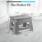Handy Laundry Folding Lightweight Step Stool - Sturdy Enough to Support Adults - Opens Easy with One Flip - Great for Kitchen, Bathroom or Bedroom (Gray - 8 Inch)