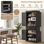 Tangkula 72" H Kitchen Pantry Cupboard Cabinet, Traditional Freestanding Large Tall Storage Cabinet with 2 Cabinets and Drawer, Adjustable Shelves, for Living Room Kitchen, 30 x 16 x 72 Inch