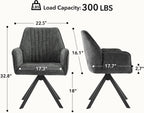 Furniliving Swivel Dining Chairs Set of 2, Upholstered Dining Room Chairs with Arms, 360° Swivel Dining Chairs with Metal Frame, Modern Kitchen Chairs for Lounge, Chenille, Darkgrey