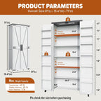 Food Pantry Storage Cabinet with Led Light, 71" Tall Farmhouse Kitchen Pantry Cabinet with Adjustable Shelves, Free Standing Craft Storage Cabinets for Craft Room, Dinning Room or Living Room, White